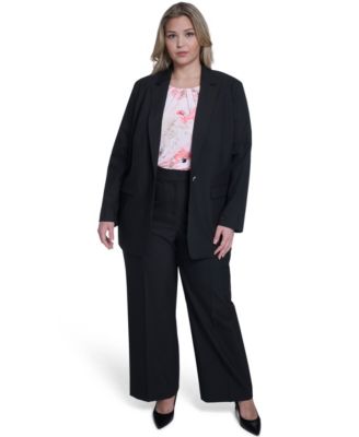 Plus Size One-Button Notch Collar Jacket
