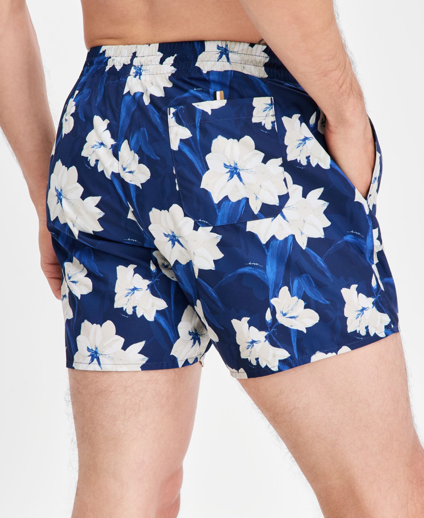Пляжные шорты Tropical для мужчин — Hugo Boss, цвет: Синий с принтом — фото 3