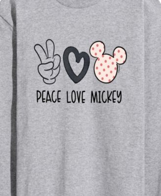 Men's Disney Peace Love Mickey Printed Long-Sleeve Graphic T-Shirt