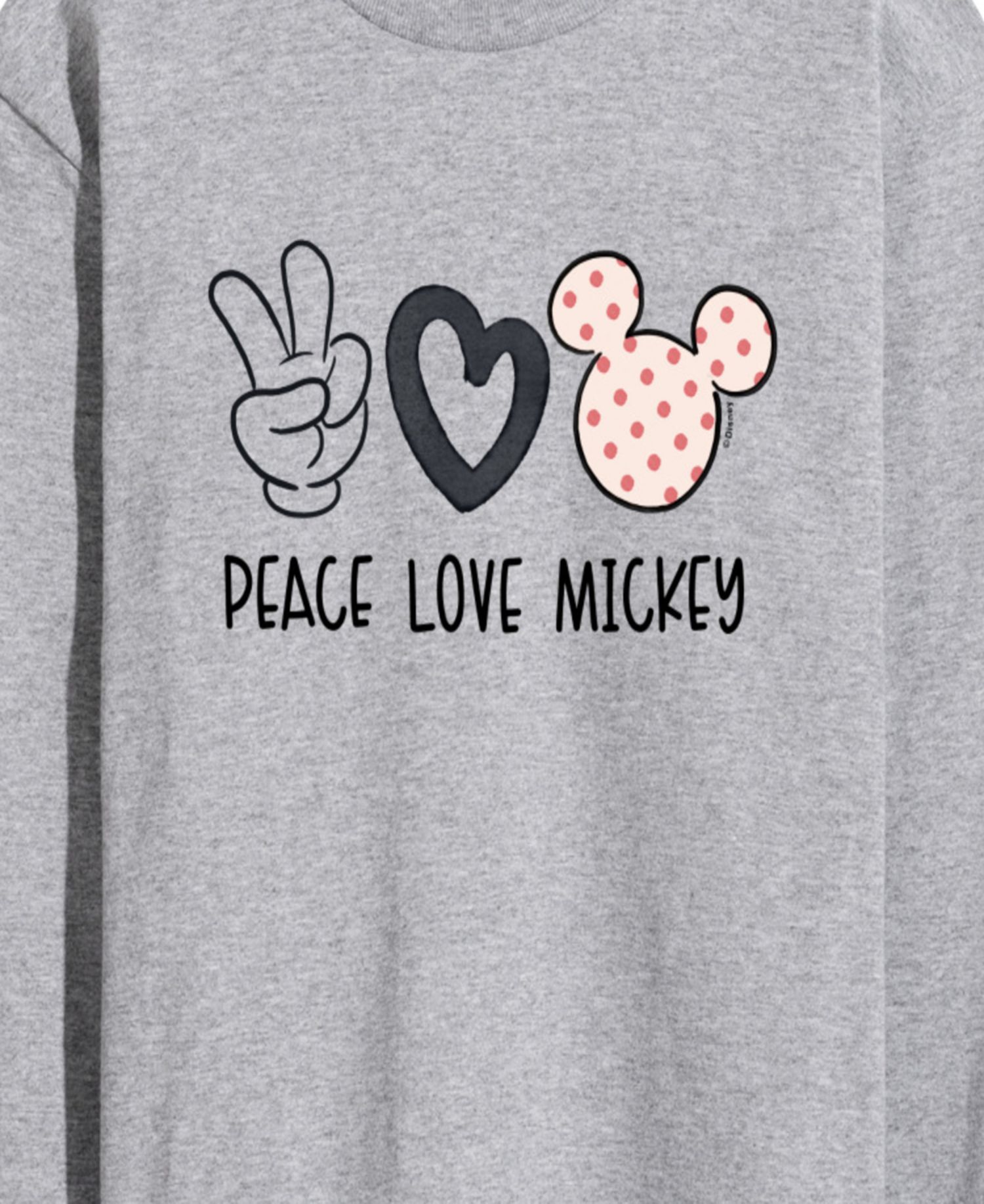 Men's Disney Peace Love Mickey Printed Long-Sleeve Graphic T-Shirt
