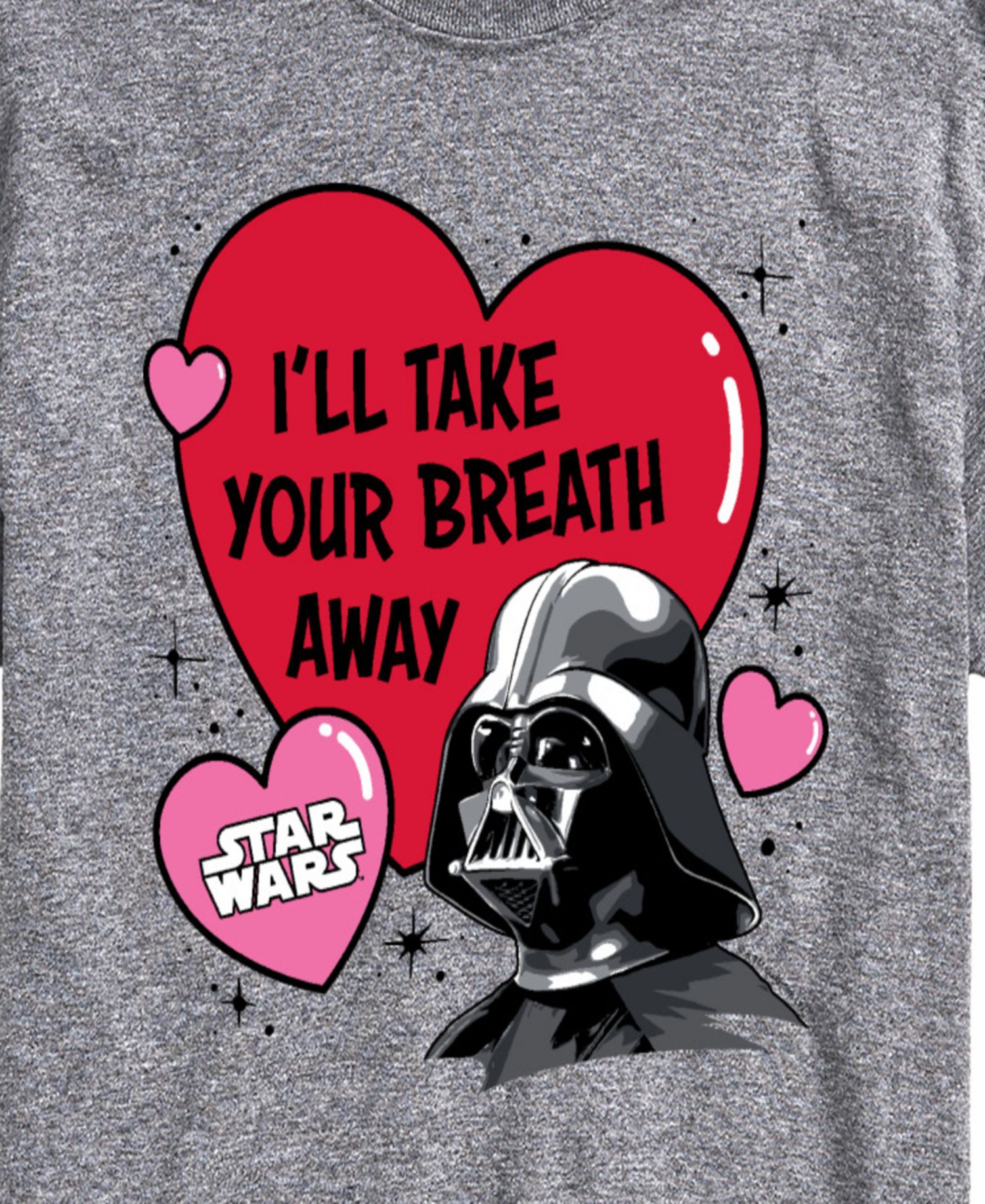 Men's Star Wars Valentine Vader Breath Away Printed Short-Sleeve Graphic T-Shirt