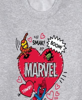 Men's Marvel Avengers Valentines Scribble Printed Crewneck Sweatshirt