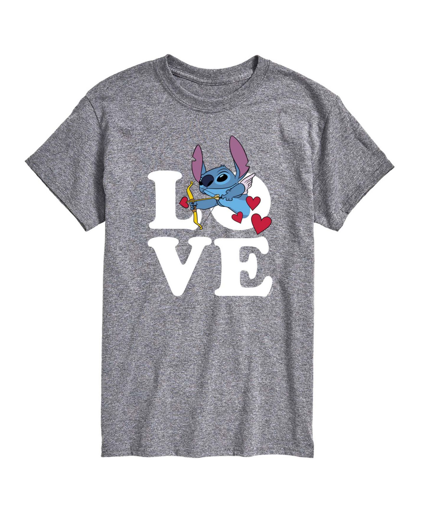 Мужская футболка AIRWAVES Lilo & Stitch Love Cupid Stitch Printed Short-Sleeve Graphic, цвет: Меланжевый — фото 1