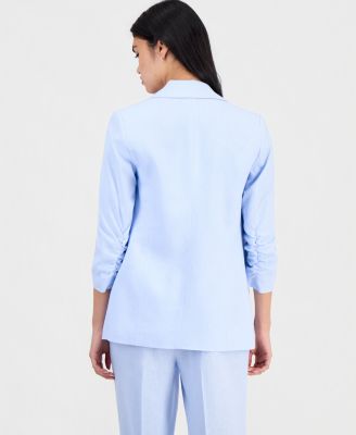 Women's Linen-Blend Scrunch-Sleeve Blazer