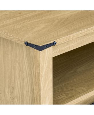 59.3" Farmhouse Barn Door Sideboard with Mesh Panels and Open Storage