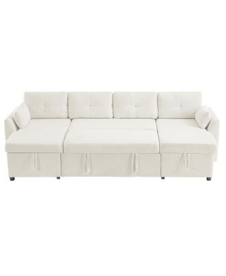 Streamdale Modern U-shaped Sleeper Sofa with Storage & USB Ports, Green