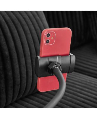 Streamdale Modern Chaise Sofa with Adjustable Backrest, Cup Holders, Phone Holder & Storage, Light Gray