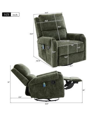 Manual Recliner Massage Chair w/ Side Storage Pocket