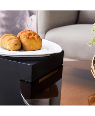  Modern Simple Double-Layer Round Coffee Table - Transparent Brown Glass Top