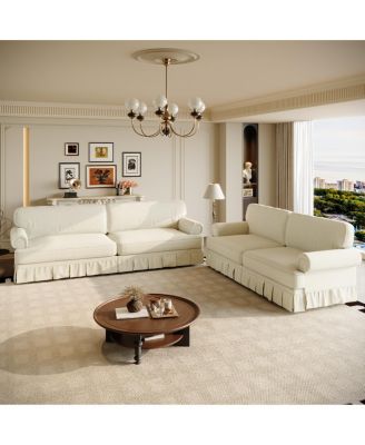 Luxuriously Comfortable 4-Seater Cloud Couch, Chenille Sofa with Rolled Arms, 26.4" Deep Seat