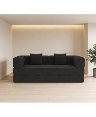 Convertible Sleeper Sofa Bed with Pillow, Corduroy Folding Mattress Couch