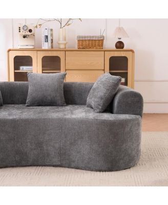 Crescent sofa: Self-inflating, deep-cushioned, 3-seater, no assembly. (Gray)
