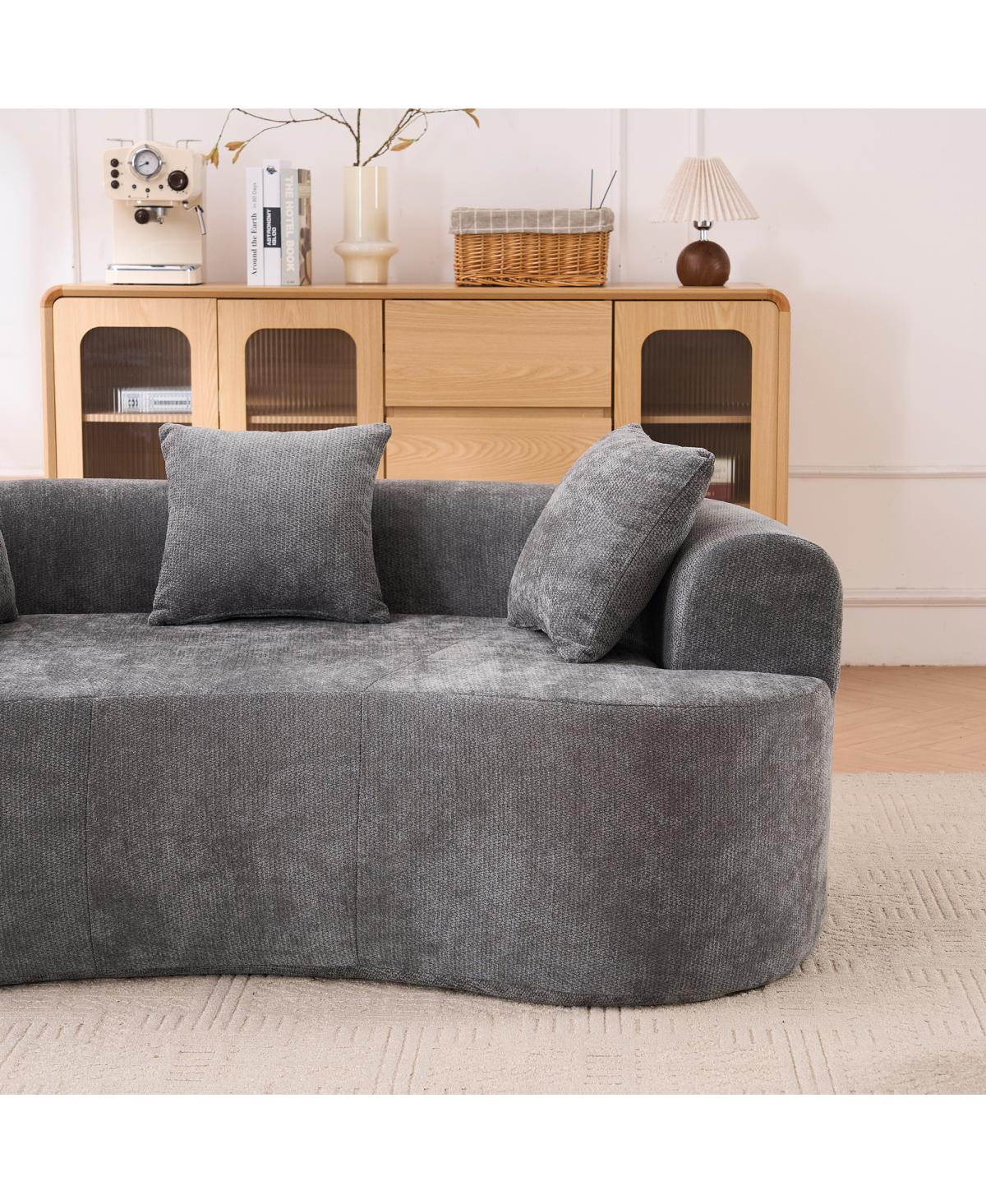 Streamdale Furniture Crescent sofa: Self-inflating, deep-cushioned, 3-seater, no assembly. (Gray)