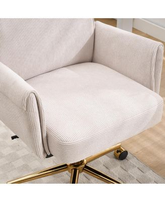  Mid-back office chair, striped fabric, ergonomic design, White