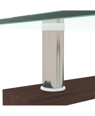  Rectangle Glass Coffee Table, Clear, Modern Side Center Table