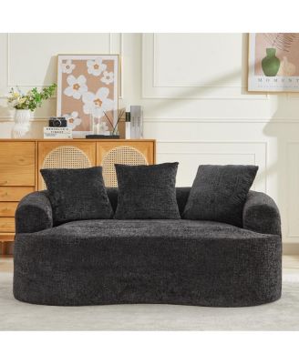  Curved Loveseat with 3 Pillows, Deep Seat Couch for Apartment