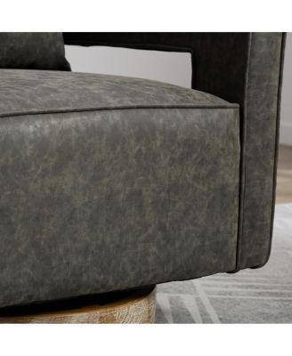  29.1"W Swivel Accent Open Back Barrel Chair (Gray, PU