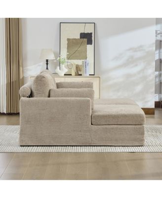  63.39" Wide Chenille Sofa Bed with Cushions & Metal Legs