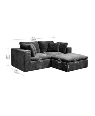  Modular Sectional Sofa, Upholstered Couch, 3PC Free Combination, Gray
