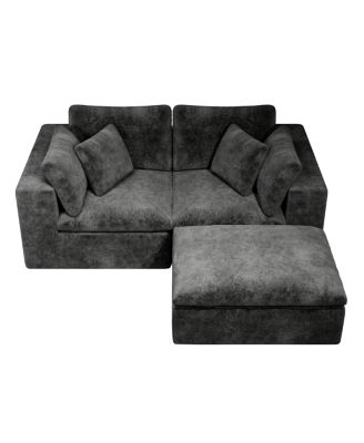  Modular Sectional Sofa, Upholstered Couch, 3PC Free Combination, Gray