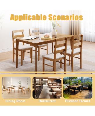  Solid wood dining set: 5 pieces, 1 table + 4 chairs