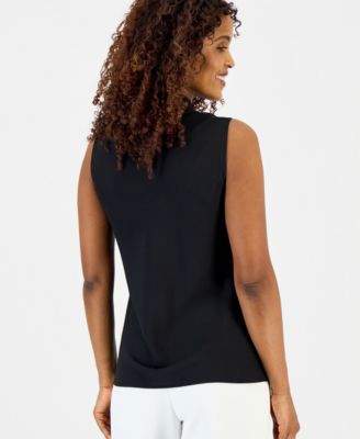 Women's Sleeveless Tie-Neck Top, Regular & Petite