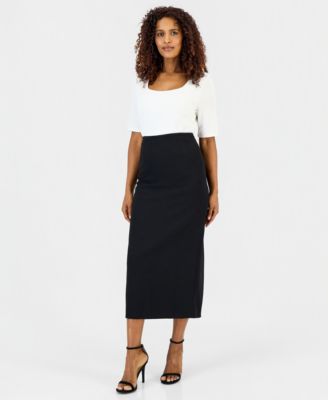 Women's Stretch Crepe Column Midi Skirt