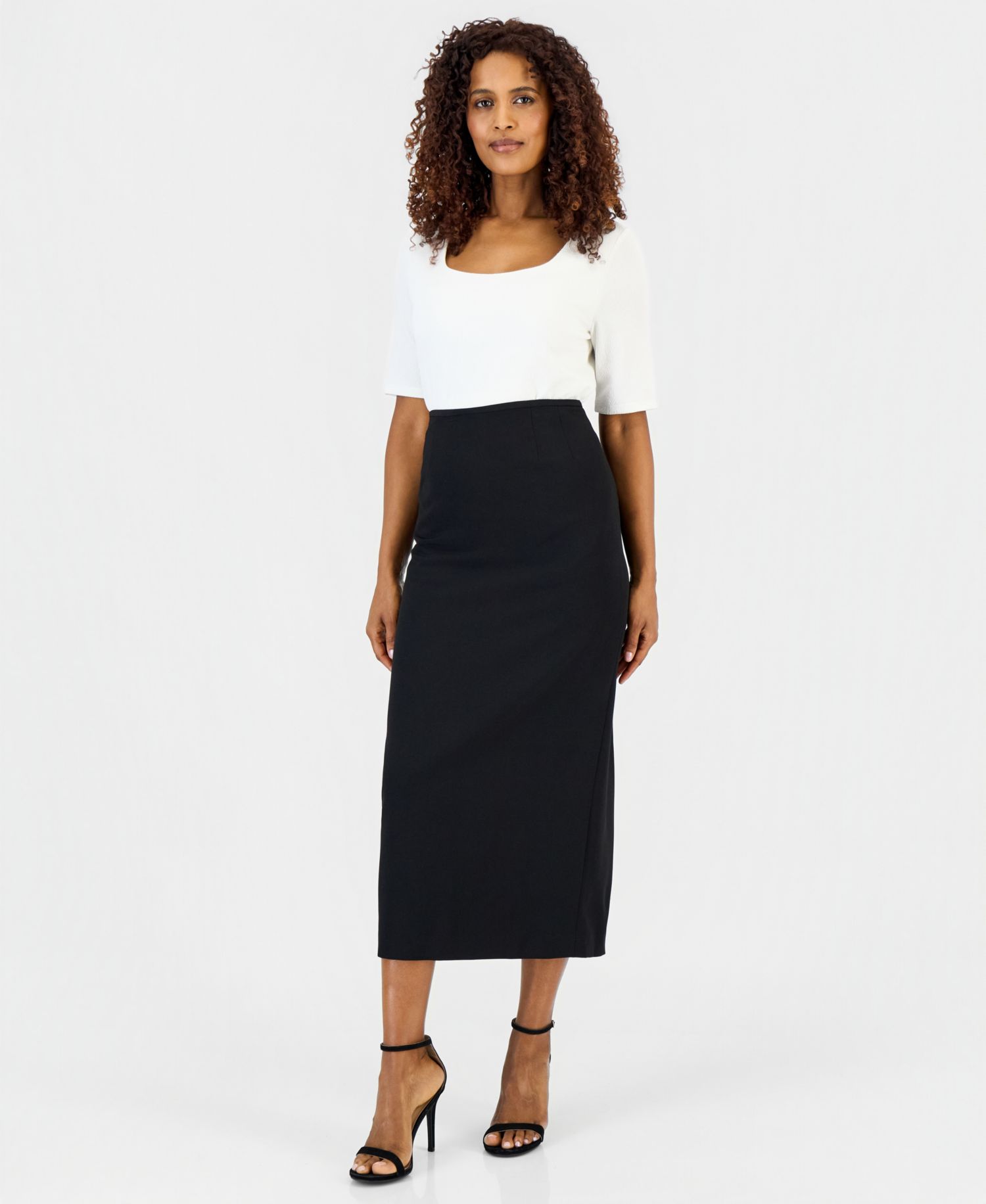 Women's Stretch Crepe Column Midi Skirt