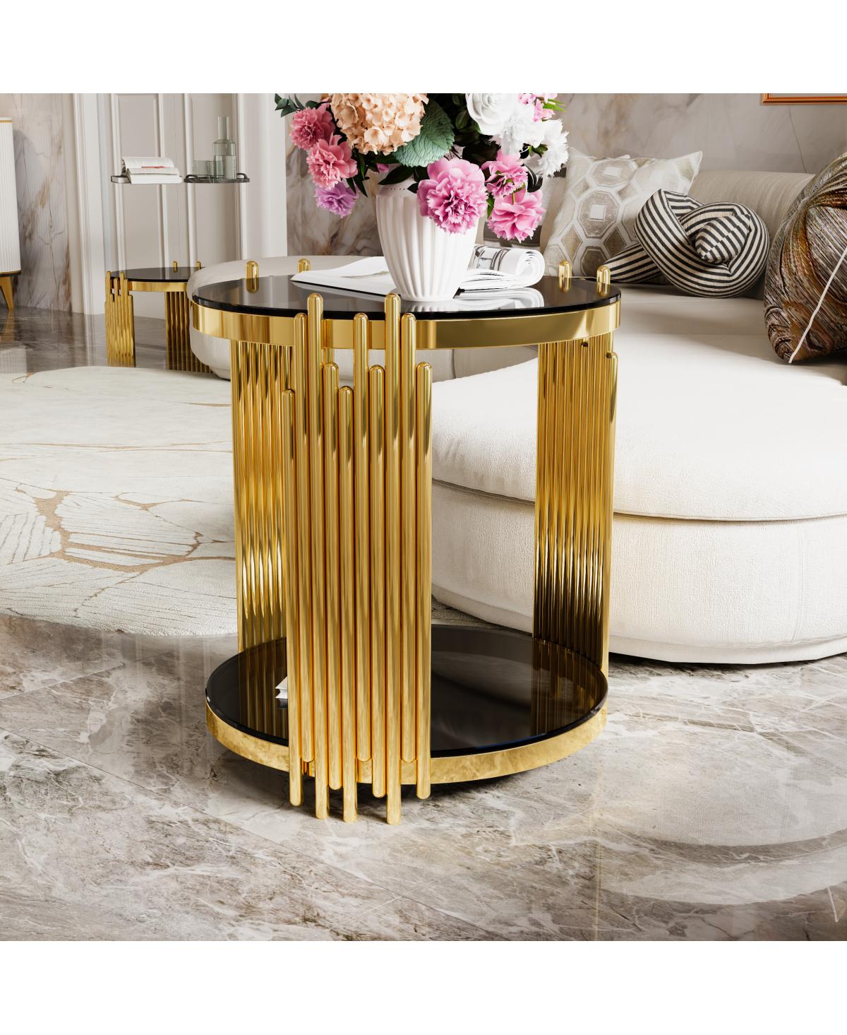 Streamdale Furniture Modern End Table with Gold Finish