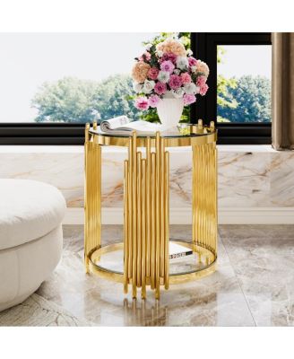 Modern End Table with Gold Finish