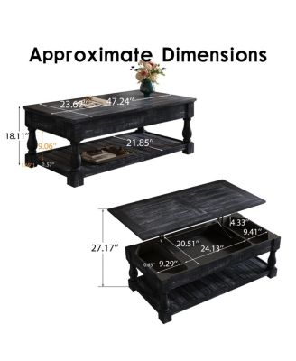 Farmhouse Lift Top Coffee Table with Storage - Weathered  Finish