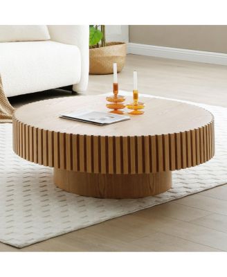 Modern Handcrafted Wood Coffee Table with Relief Detailing