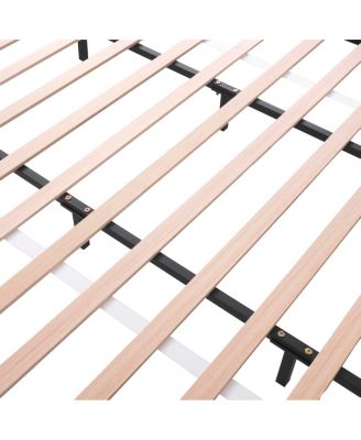 King Size Boucle Upholstered Bed, Curved Design, Solid Wood Legs