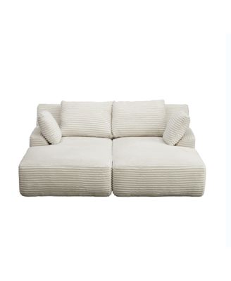  Oversized Double Chaise Lounge Cloud Plush Sofa Bed Sleeper Chair Beige