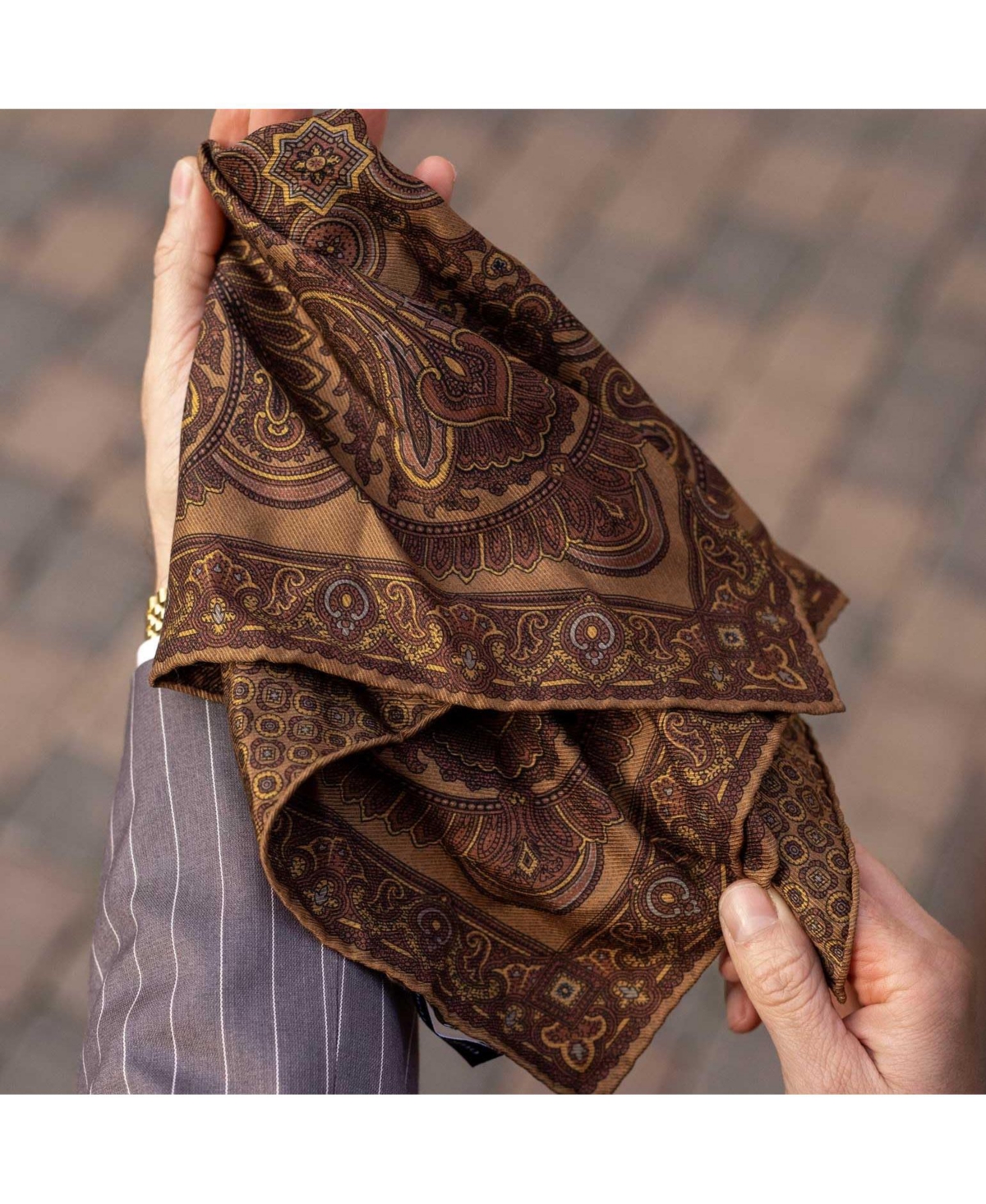 Elizabetta Men's Lario - Double Sided Silk Pocket Square for Men