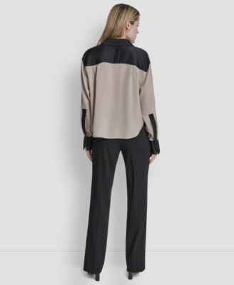 Petite Patch Work Button-Up Top