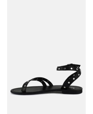 OPRAH Womens Studs Embellished Flat Sandals