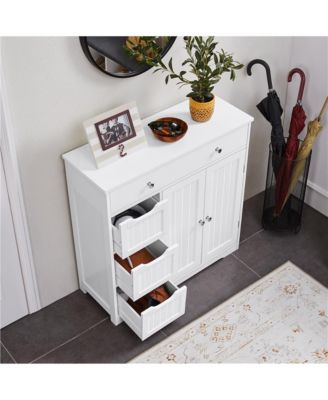 32” H Free-Standing Bathroom Floor Cabinet with 4 Drawers and 2 Doors