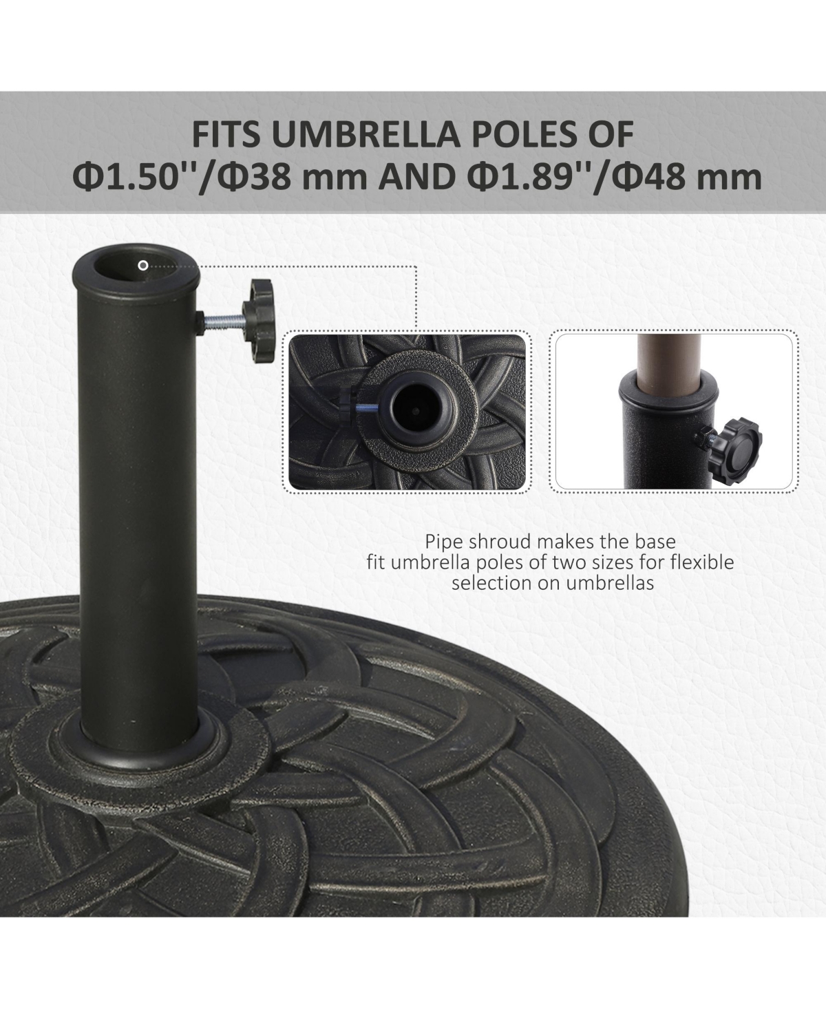 Outsunny 21.5" Round Resin Umbrella Holder Base w/ Decorative Pattern