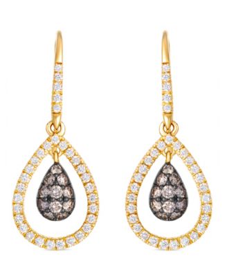 Vanilla Diamond (0.10 ct. t.w.) & Chocolate Diamond (0.24 ct. t.w.) Earrings in 14k Honey Gold