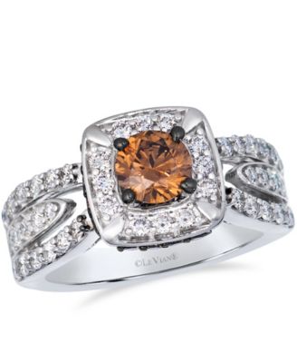 Chocolate Diamond (0.79 ct. t.w.) & Vanilla Diamond (0.63 ct. t.w.) Bridal Ring in 14k Vanilla Gold