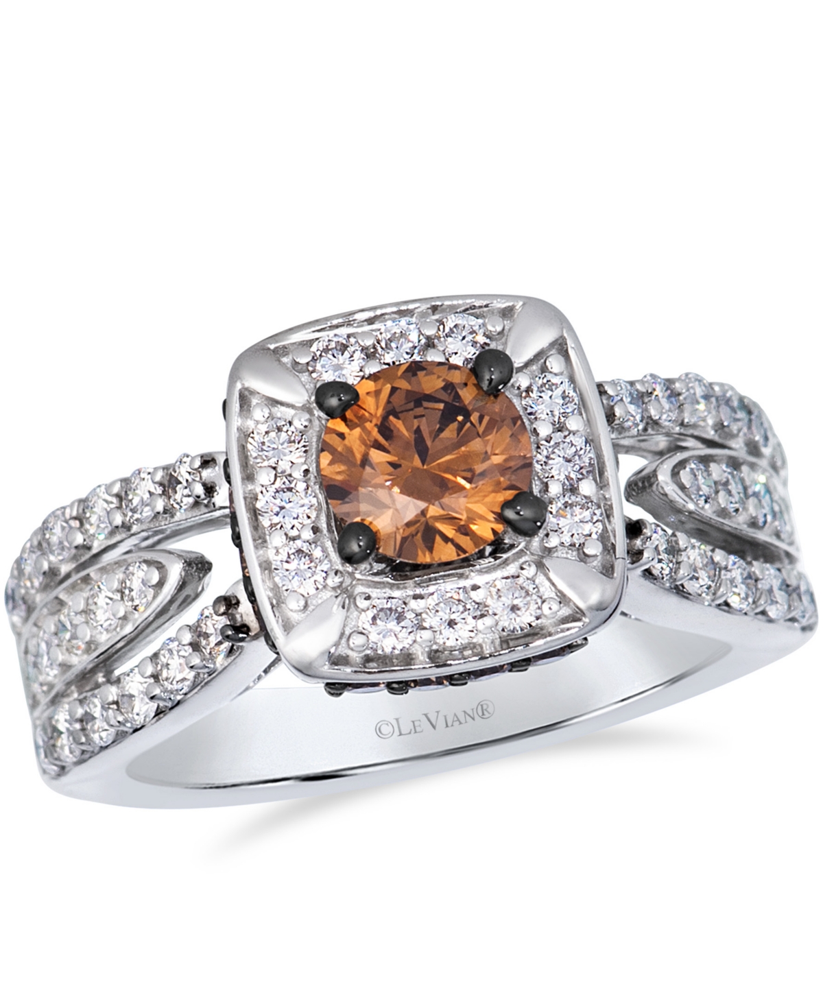 Le Vian Chocolate Diamond (0.79 ct. t.w.) & Vanilla Diamond (0.63 ct. t.w.) Bridal Ring in 14k Vanilla Gold