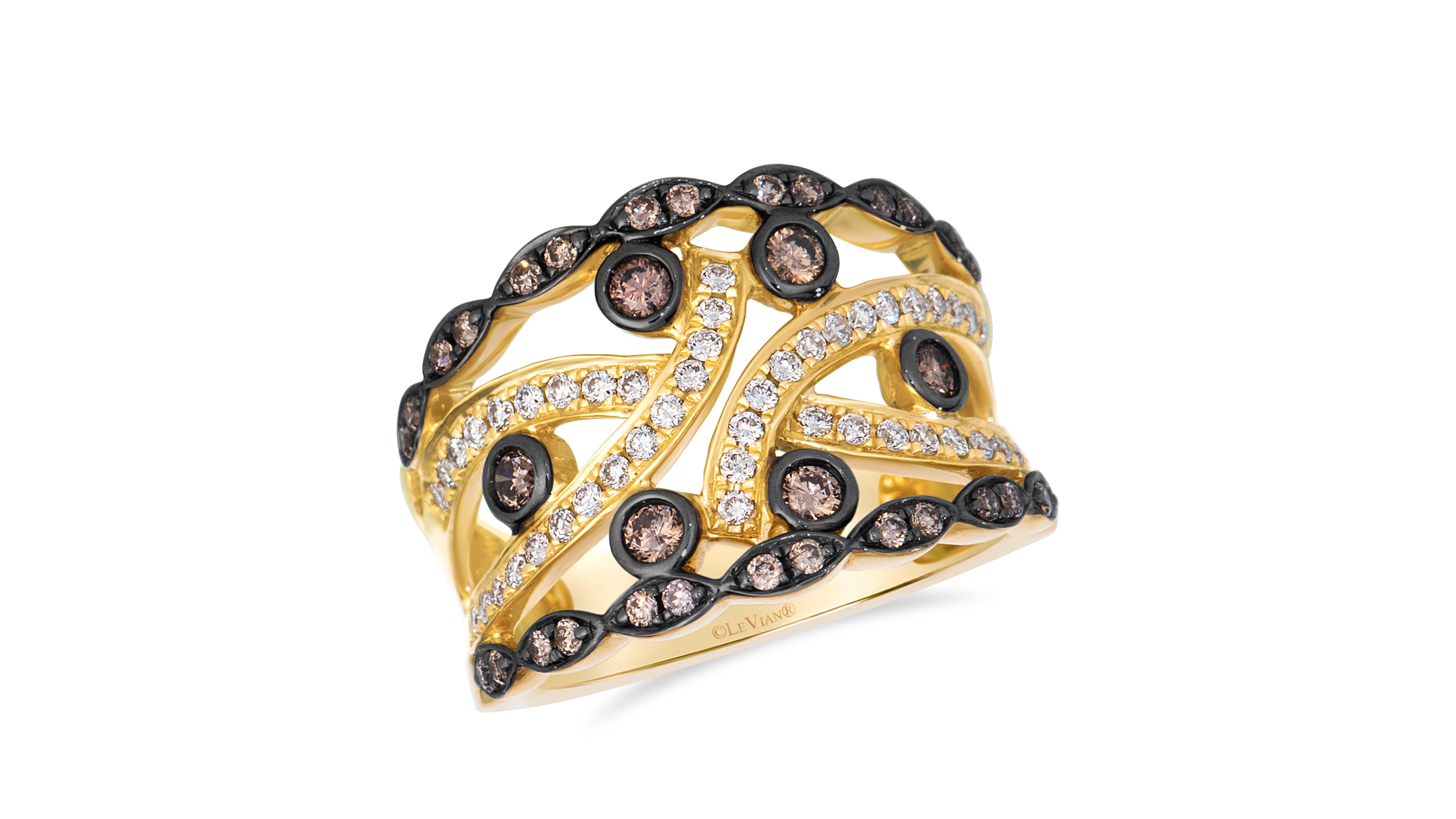 Le Vian Chocolate Diamond (0.43 ct. t.w.) & Vanilla Diamond (0.32 ct. t.w.) Ring in 14k Honey Gold