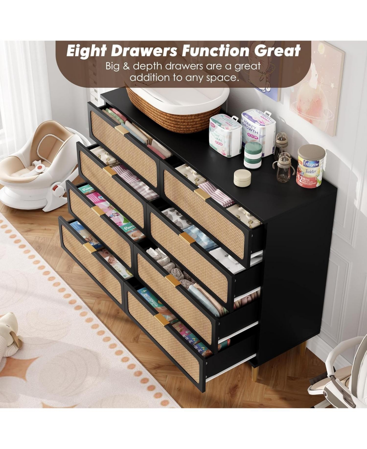 gaomon Rattan Drawer Dresser for Bedroom