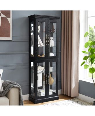 Elegant Lighted Glass Curio Display Cabinet