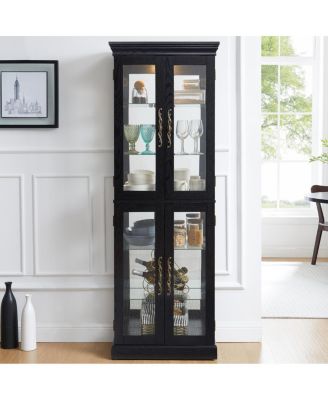 Elegant Lighted Glass Curio Display Cabinet