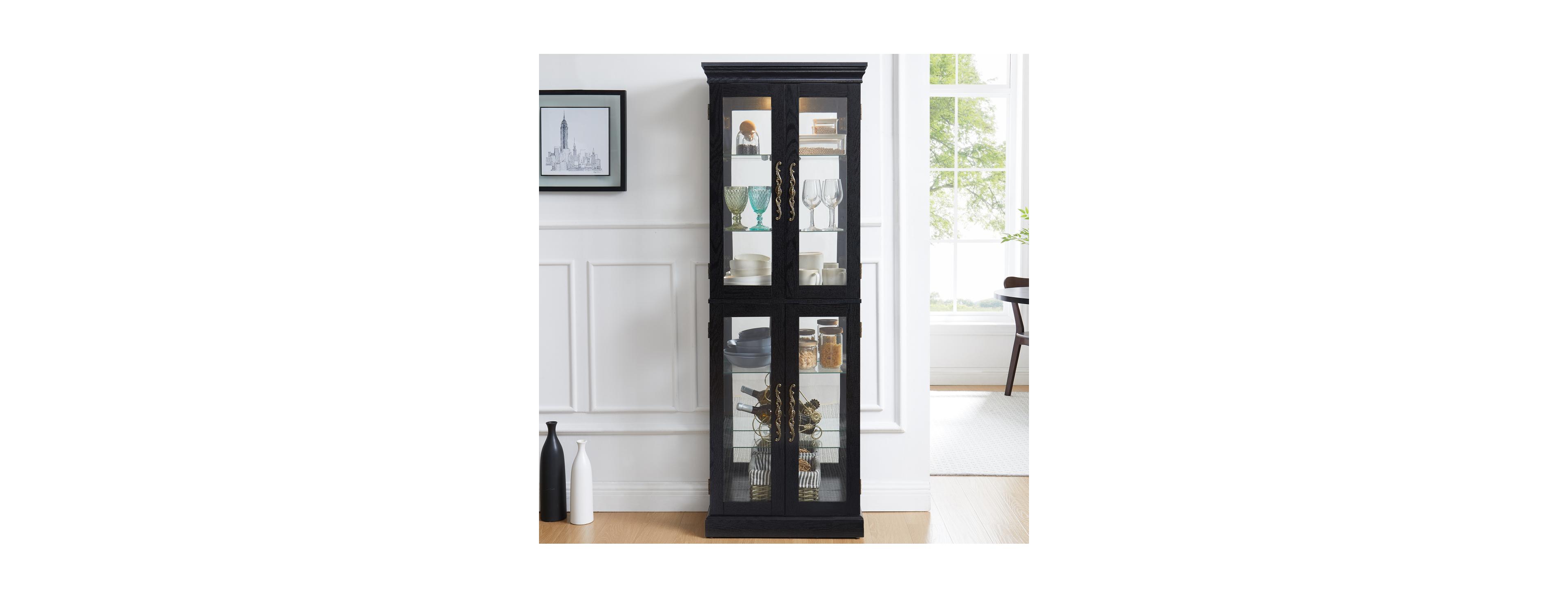 Streamdale Furniture Elegant Lighted Glass Curio Display Cabinet