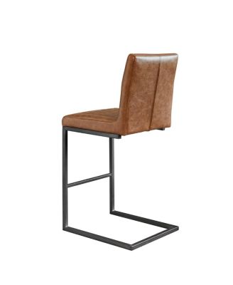 Faux Leather Bar Stool - 26-Inch Tufted, Black Metal Frame (2 Sets)