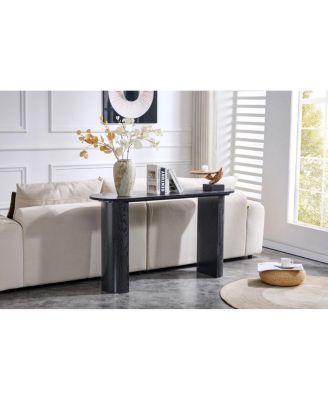 Black curved foyer table - minimalist entrance sofa side table