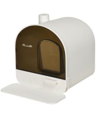 17"×17"×18.5" White Covered Cat Litter Box with Tray